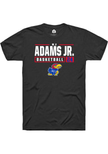 KJ Adams Jr  Kansas Jayhawks Black Rally NIL Stacked Box Short Sleeve T Shirt