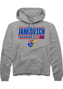 Michael Jankovich  Rally Kansas Jayhawks Mens Grey NIL Stacked Box Long Sleeve Hoodie