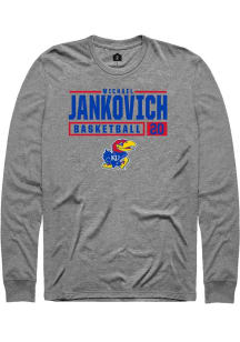 Michael Jankovich  Kansas Jayhawks Grey Rally NIL Stacked Box Long Sleeve T Shirt