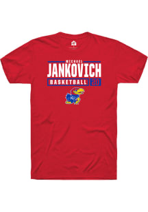 Michael Jankovich  Kansas Jayhawks Red Rally NIL Stacked Box Short Sleeve T Shirt