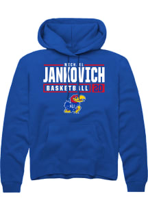 Michael Jankovich  Rally Kansas Jayhawks Mens Blue NIL Stacked Box Long Sleeve Hoodie