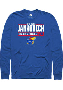Michael Jankovich  Kansas Jayhawks Blue Rally NIL Stacked Box Long Sleeve T Shirt
