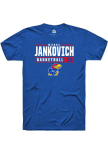 Michael Jankovich  Kansas Jayhawks Blue Rally NIL Stacked Box Short Sleeve T Shirt