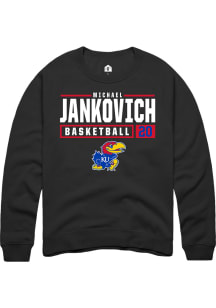 Michael Jankovich  Rally Kansas Jayhawks Mens Black NIL Stacked Box Long Sleeve Crew Sweatshirt