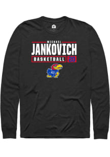 Michael Jankovich  Kansas Jayhawks Black Rally NIL Stacked Box Long Sleeve T Shirt