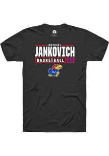 Michael Jankovich  Kansas Jayhawks Black Rally NIL Stacked Box Short Sleeve T Shirt