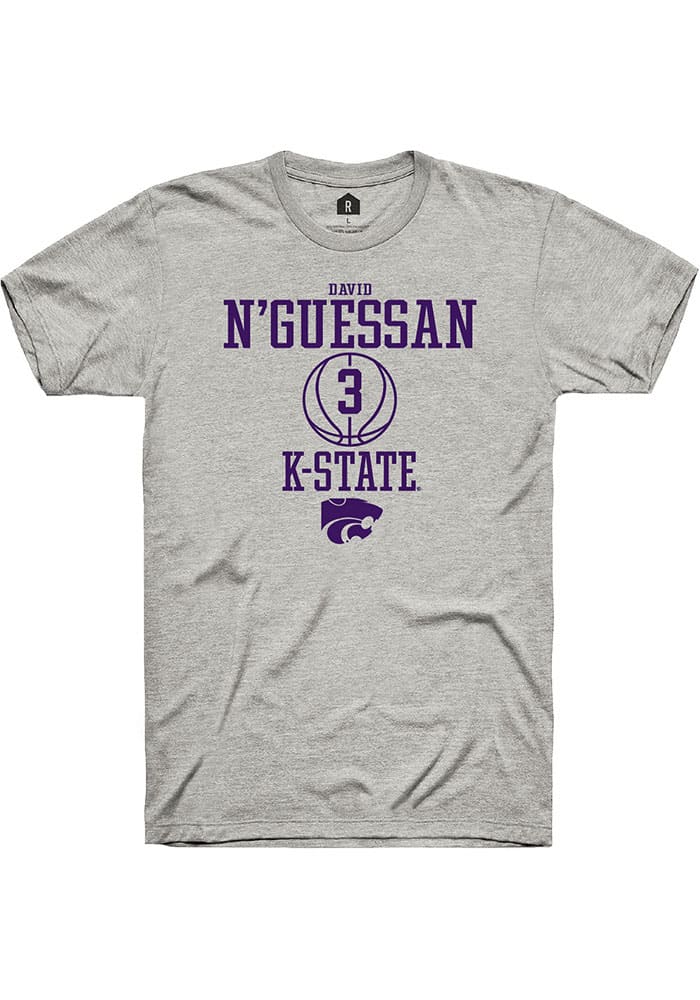 David N’Guessan K-State Wildcats Grey Rally NIL Sport Icon Short Sleeve T Shirt