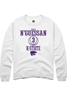 David N’Guessan  Rally K-State Wildcats Mens White NIL Sport Icon Long Sleeve Crew Sweatshirt