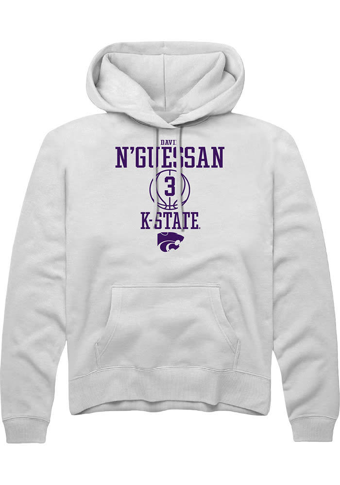 David N’Guessan Rally K-State Wildcats Mens White NIL Sport Icon Long Sleeve Hoodie