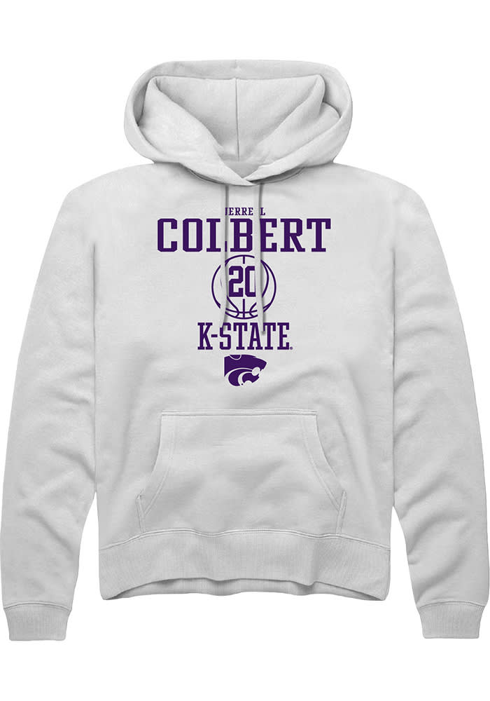 Jerrell Colbert Rally K-State Wildcats Mens White NIL Sport Icon Long Sleeve Hoodie