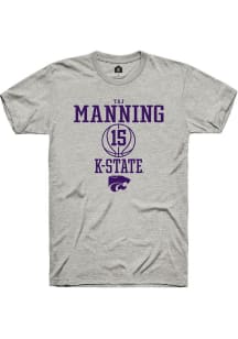 Taj Manning  K-State Wildcats Ash Rally NIL Sport Icon Short Sleeve T Shirt