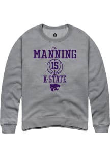 Taj Manning  Rally K-State Wildcats Mens Graphite NIL Sport Icon Long Sleeve Crew Sweatshirt