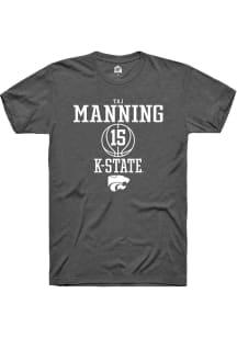 Taj Manning  K-State Wildcats Dark Grey Rally NIL Sport Icon Short Sleeve T Shirt