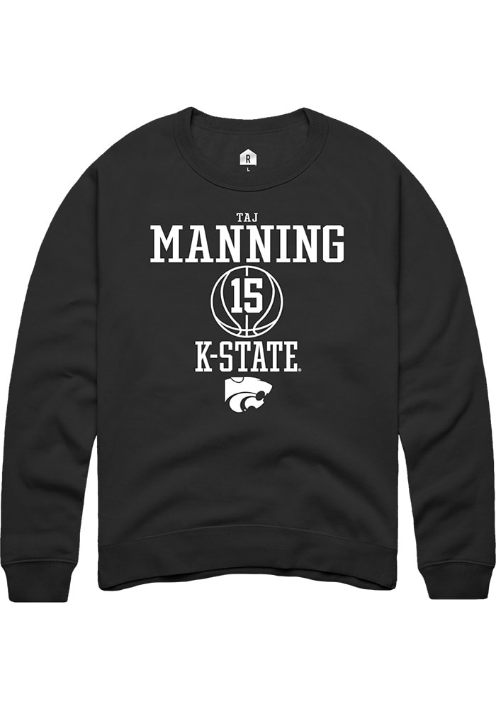 Taj Manning Rally K-State Wildcats Mens Black NIL Sport Icon Long Sleeve Crew Sweatshirt