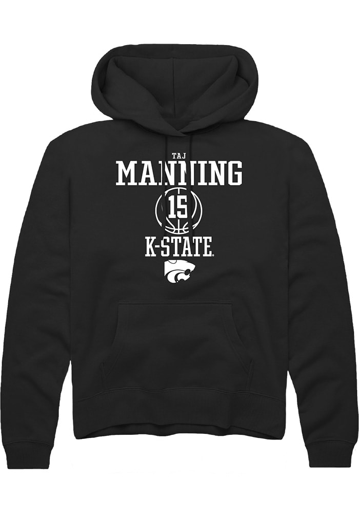 Taj Manning Rally K-State Wildcats Mens Black NIL Sport Icon Long Sleeve Hoodie