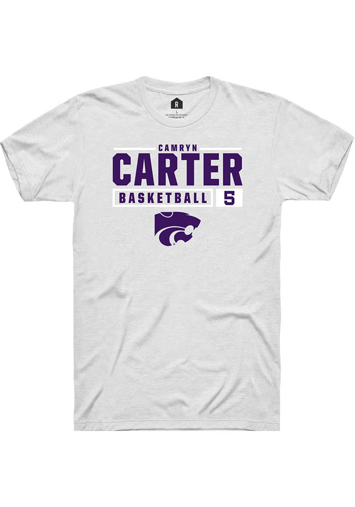 Camryn Carter K-State Wildcats White Rally NIL Stacked Box Short Sleeve T Shirt