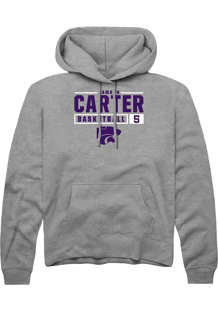 Camryn Carter Rally K-State Wildcats Mens Grey NIL Stacked Box Long Sleeve Hoodie