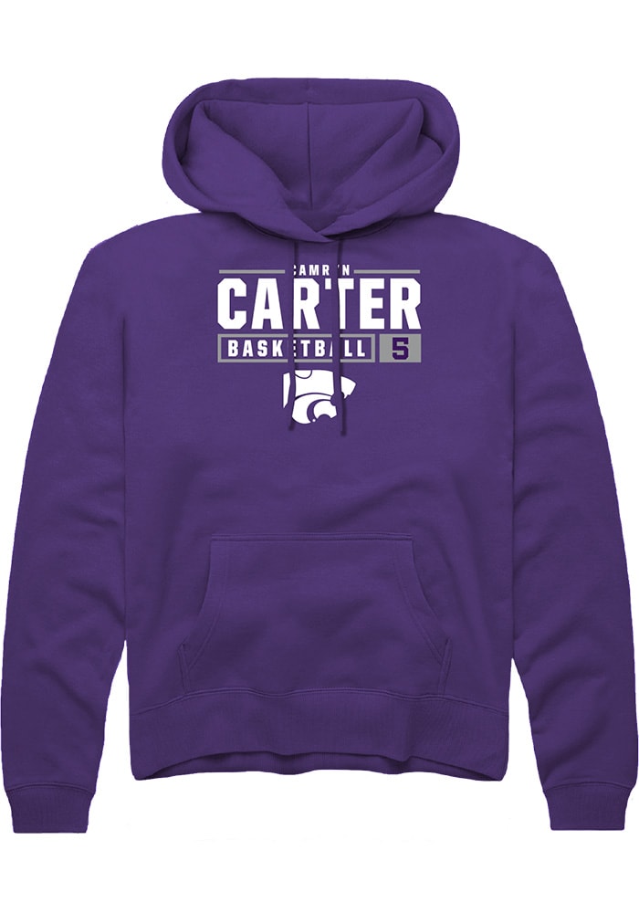 Camryn Carter Rally K-State Wildcats Mens Purple NIL Stacked Box Long Sleeve Hoodie