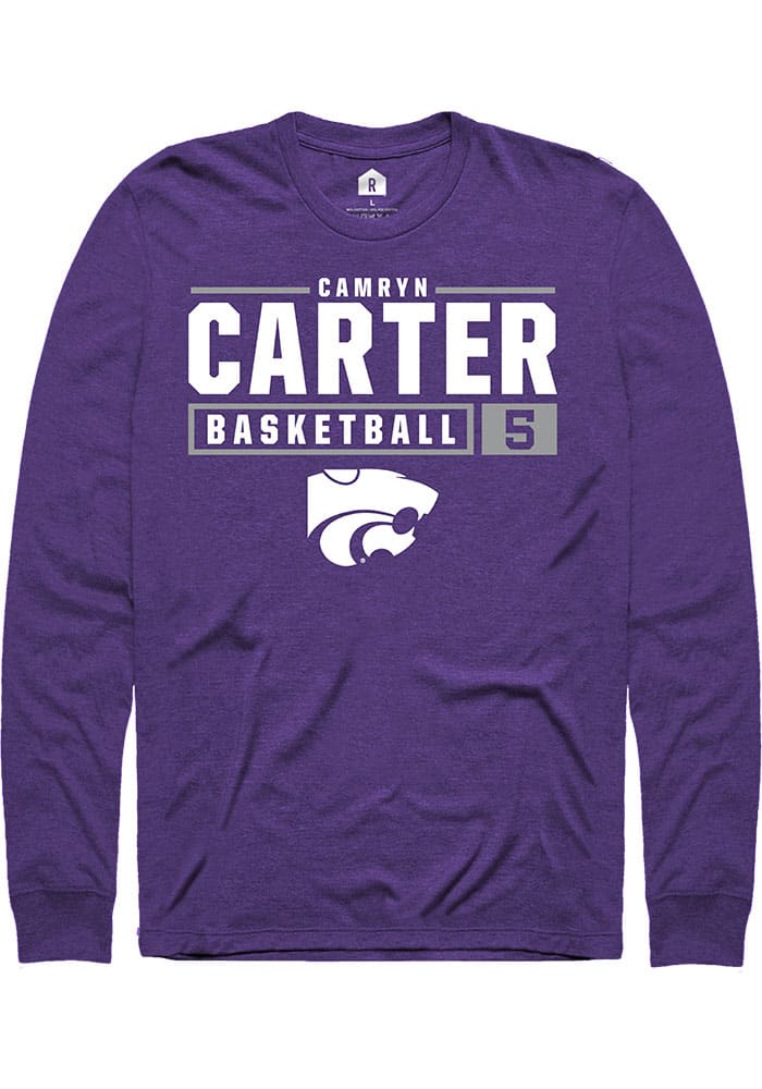 Camryn Carter K-State Wildcats Purple Rally NIL Stacked Box Long Sleeve T Shirt
