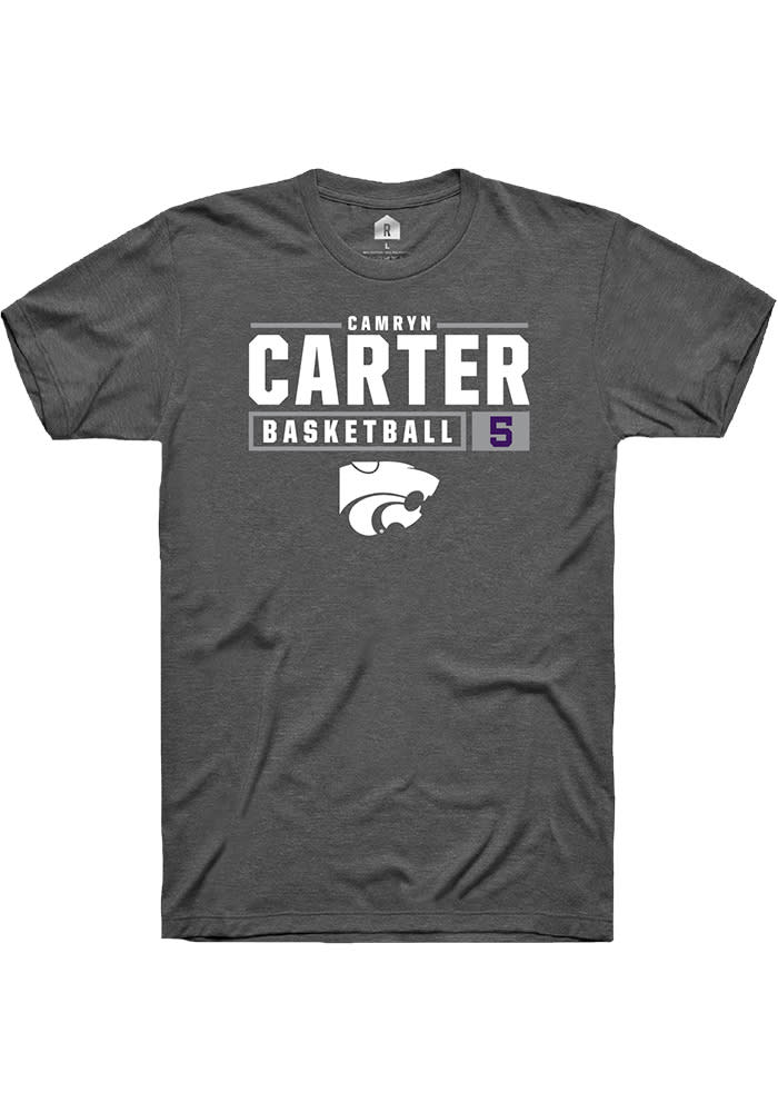 Camryn Carter K-State Wildcats Grey Rally NIL Stacked Box Short Sleeve T Shirt