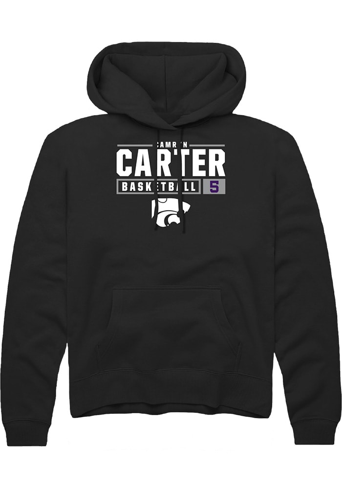 Camryn Carter Rally K-State Wildcats Mens Black NIL Stacked Box Long Sleeve Hoodie
