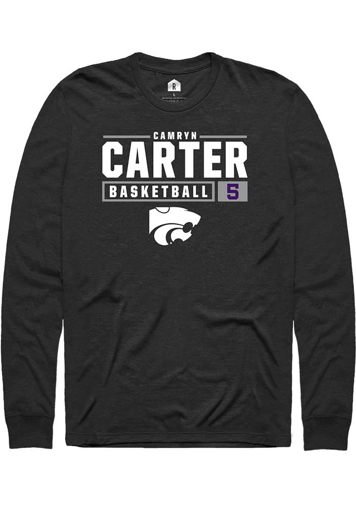 Camryn Carter K-State Wildcats Black Rally NIL Stacked Box Long Sleeve T Shirt