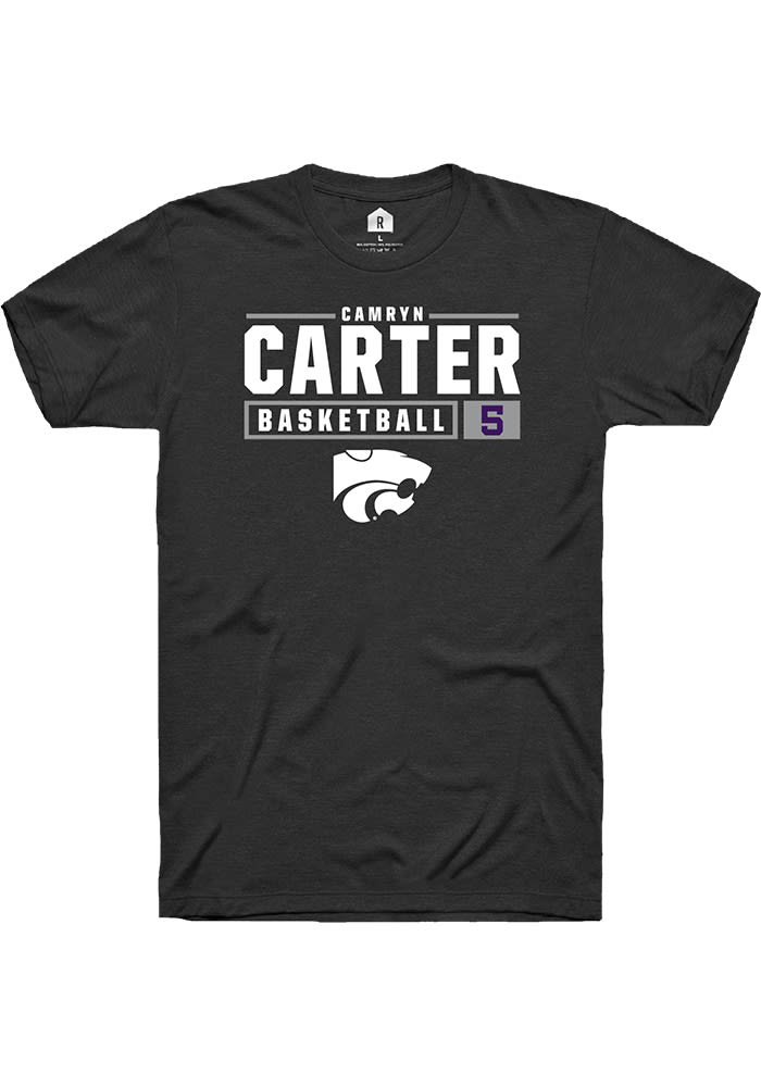 Camryn Carter K-State Wildcats Black Rally NIL Stacked Box Short Sleeve T Shirt