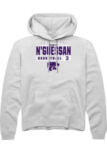David N’Guessan  Rally K-State Wildcats Mens White NIL Stacked Box Long Sleeve Hoodie