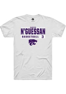 David N’Guessan  K-State Wildcats White Rally NIL Stacked Box Short Sleeve T Shirt