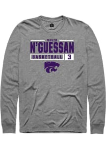 David N’Guessan  K-State Wildcats Graphite Rally NIL Stacked Box Long Sleeve T Shirt