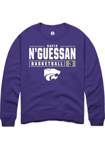 David N’Guessan  Rally K-State Wildcats Mens Purple NIL Stacked Box Long Sleeve Crew Sweatshirt