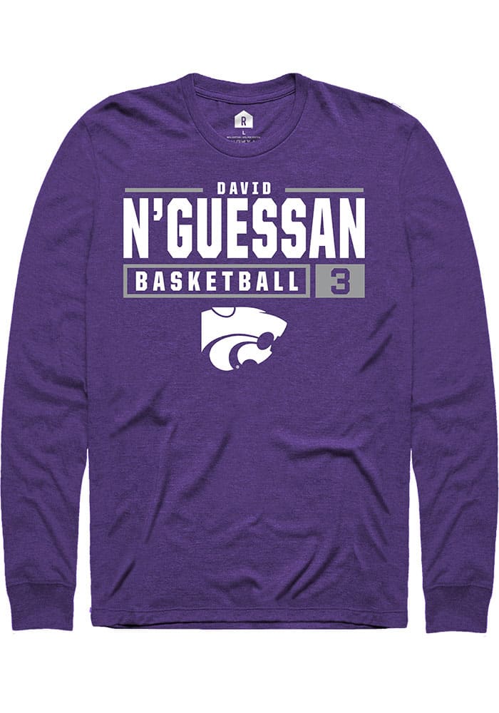 David N’Guessan K-State Wildcats Purple Rally NIL Stacked Box Long Sleeve T Shirt