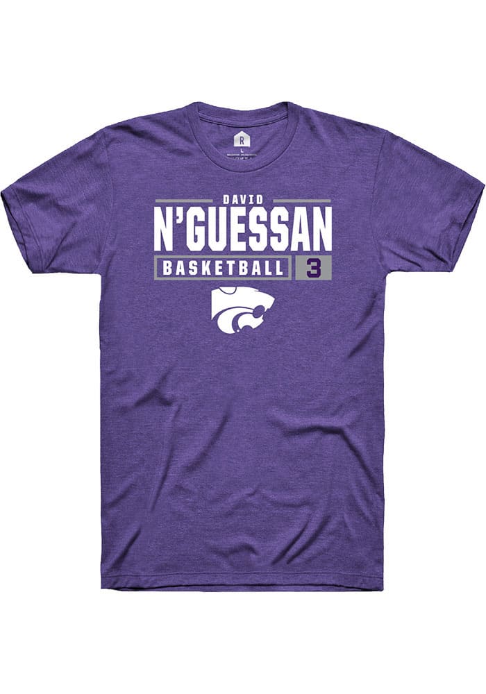David N’Guessan K-State Wildcats Purple Rally NIL Stacked Box Short Sleeve T Shirt