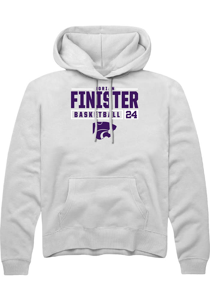 Dorian Finister Rally K-State Wildcats Mens White NIL Stacked Box Long Sleeve Hoodie