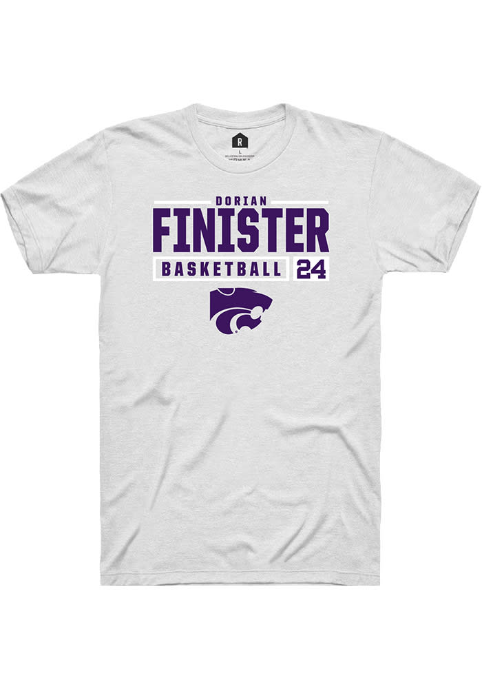 Dorian Finister K-State Wildcats White Rally NIL Stacked Box Short Sleeve T Shirt