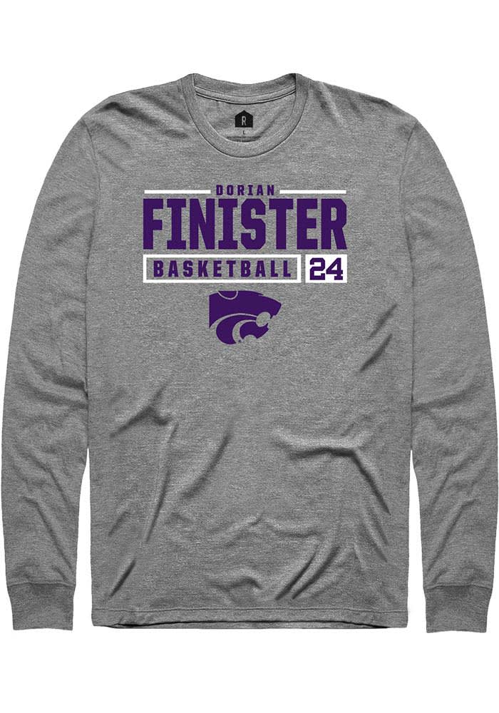 Dorian Finister K-State Wildcats Grey Rally NIL Stacked Box Long Sleeve T Shirt