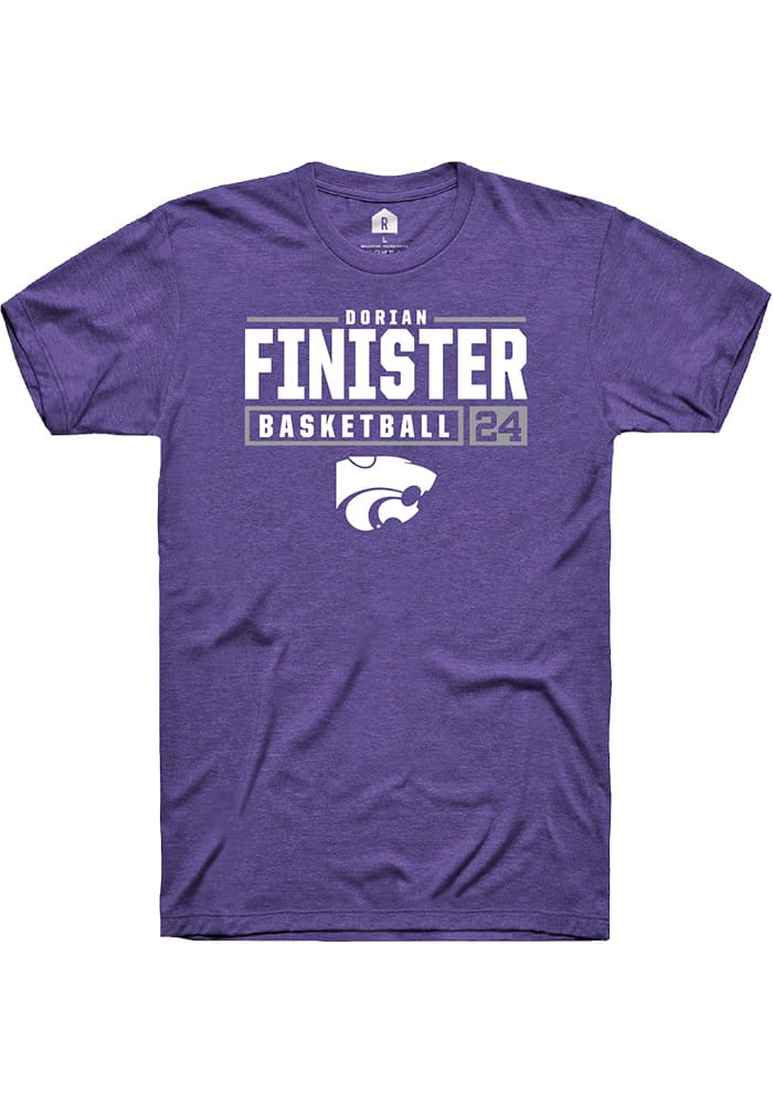 Dorian Finister K-State Wildcats Purple Rally NIL Stacked Box Short Sleeve T Shirt