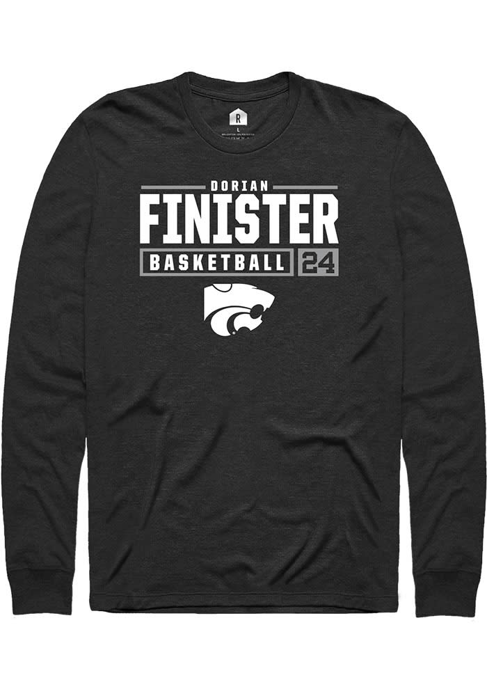 Dorian Finister K-State Wildcats Black Rally NIL Stacked Box Long Sleeve T Shirt