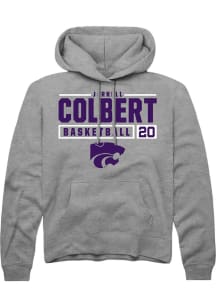 Jerrell Colbert  Rally K-State Wildcats Mens Grey NIL Stacked Box Long Sleeve Hoodie
