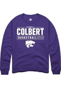 Jerrell Colbert  Rally K-State Wildcats Mens Purple NIL Stacked Box Long Sleeve Crew Sweatshirt