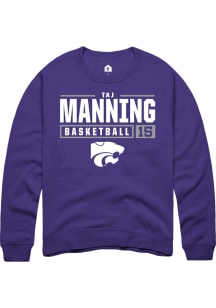 Taj Manning  Rally K-State Wildcats Mens Purple NIL Stacked Box Long Sleeve Crew Sweatshirt