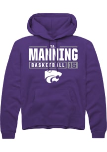 Taj Manning  Rally K-State Wildcats Mens Purple NIL Stacked Box Long Sleeve Hoodie