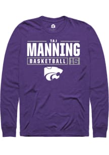 Taj Manning  K-State Wildcats Purple Rally NIL Stacked Box Long Sleeve T Shirt