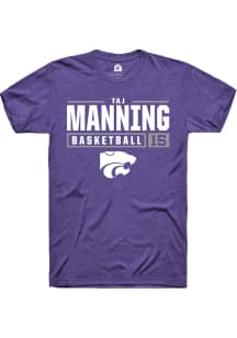 Taj Manning  K-State Wildcats Purple Rally NIL Stacked Box Short Sleeve T Shirt