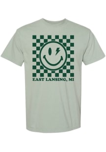 Rally Michigan Green Checkered Smiley Short Sleeve Fashion T Shirt
