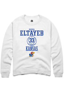 Nadira Eltayeb  Rally Kansas Jayhawks Mens White NIL Sport Icon Long Sleeve Crew Sweatshirt