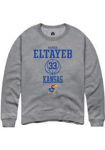 Nadira Eltayeb  Rally Kansas Jayhawks Mens Grey NIL Sport Icon Long Sleeve Crew Sweatshirt