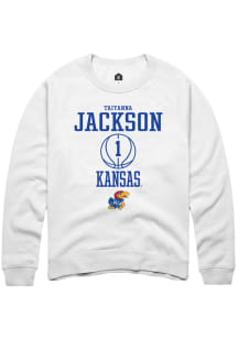 Taiyanna Jackson  Rally Kansas Jayhawks Mens White NIL Sport Icon Long Sleeve Crew Sweatshirt