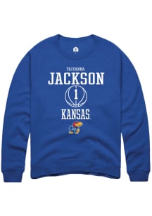Taiyanna Jackson  Rally Kansas Jayhawks Mens Blue NIL Sport Icon Long Sleeve Crew Sweatshirt