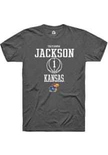 Taiyanna Jackson  Kansas Jayhawks Dark Grey Rally NIL Sport Icon Short Sleeve T Shirt